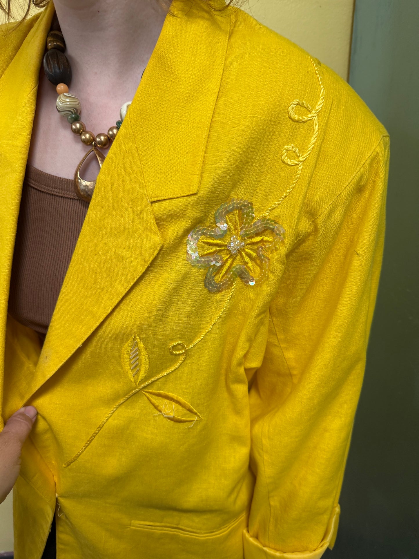 Adolfo Int yellow Vintage blazer, medium