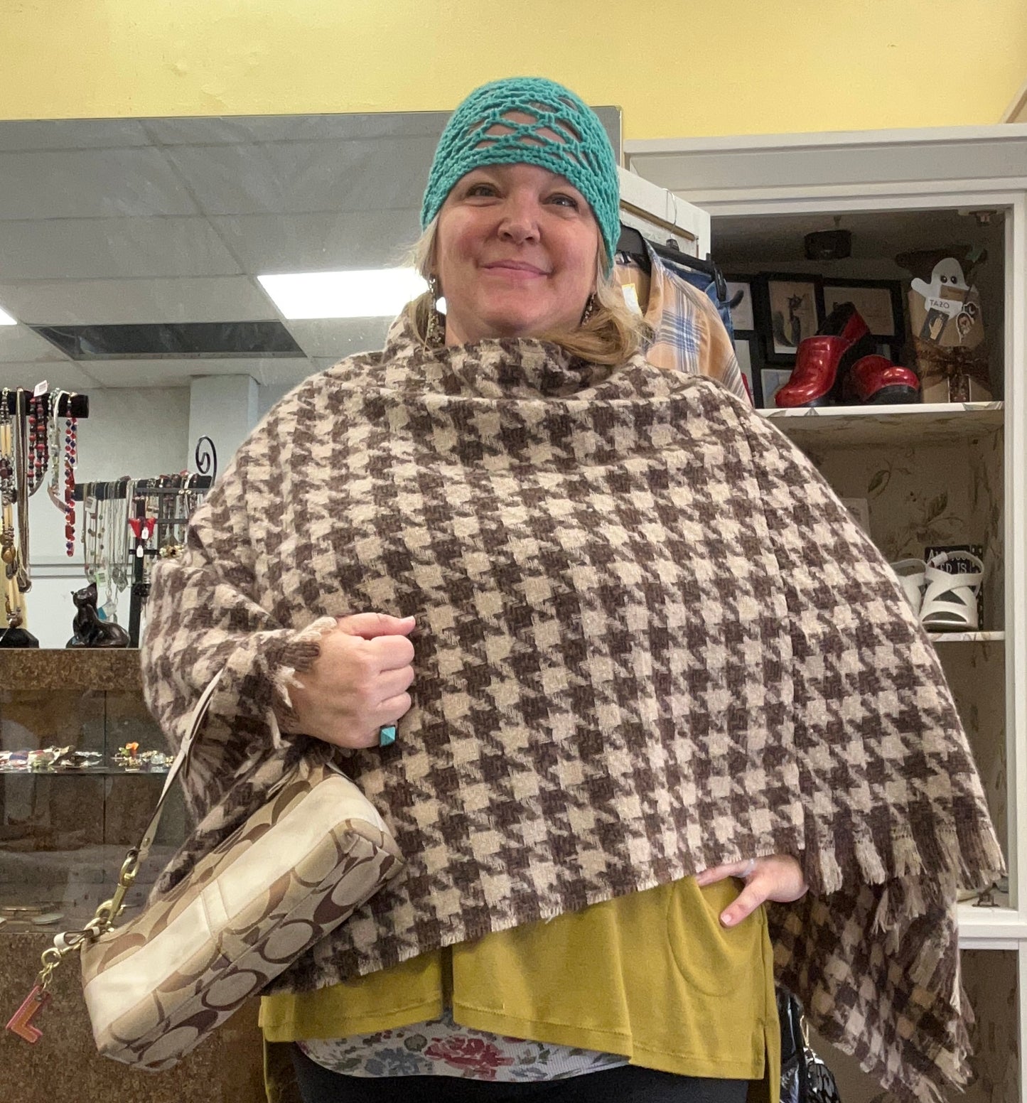 PS Amplify Hope Brown Poncho, One Size