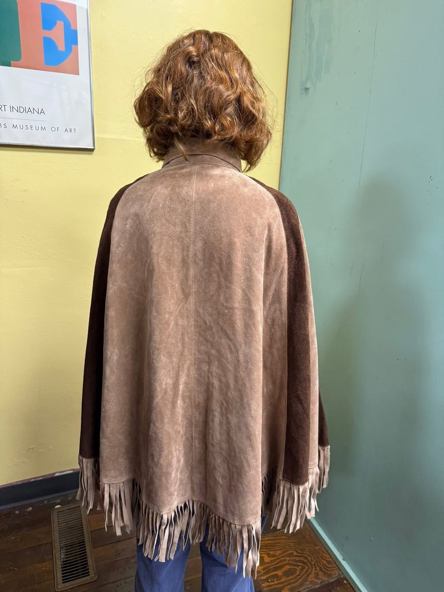 Genunine leather brown/tan Vintage poncho
