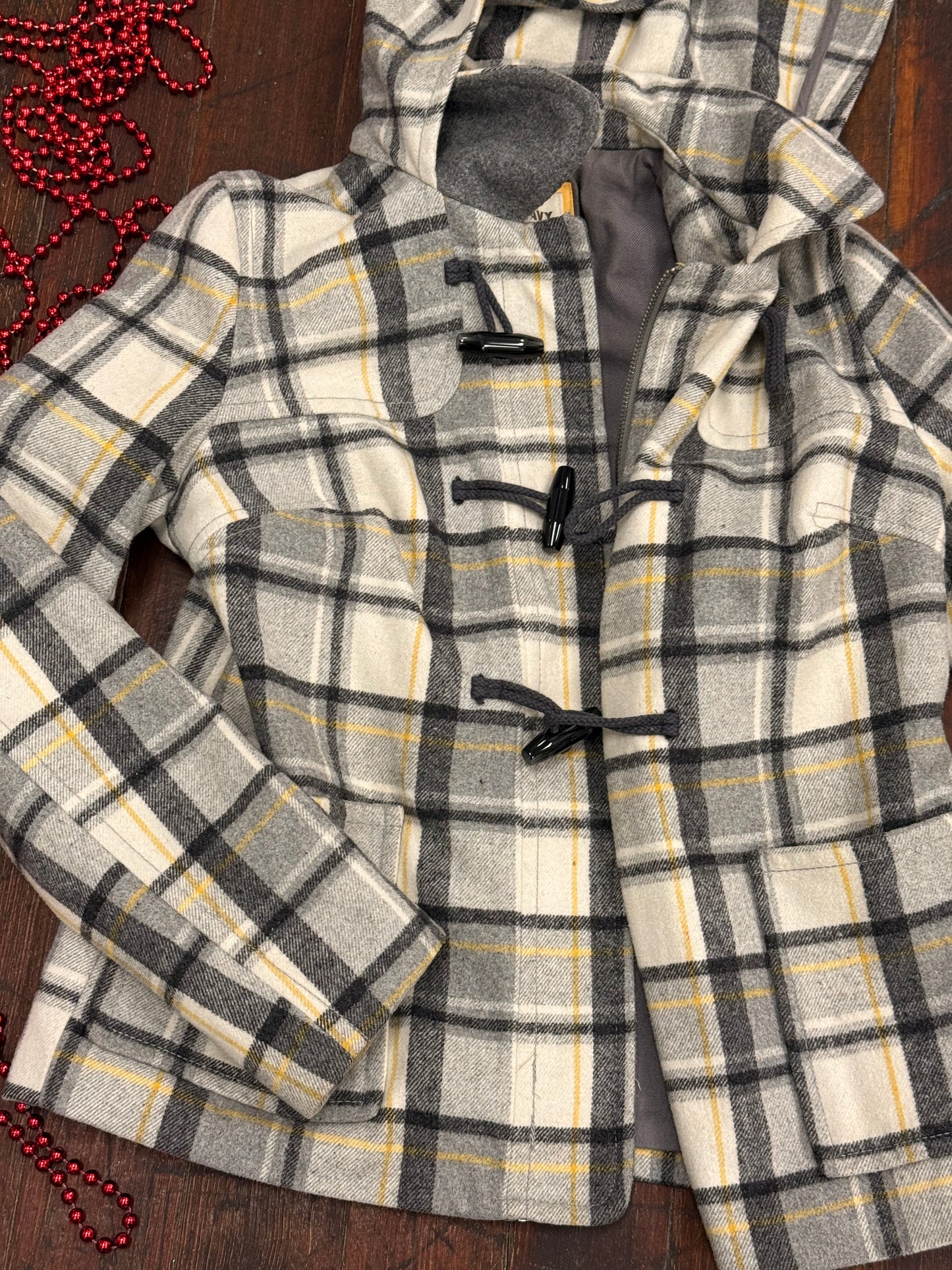 Old Navy Gray Plaid Coats, S