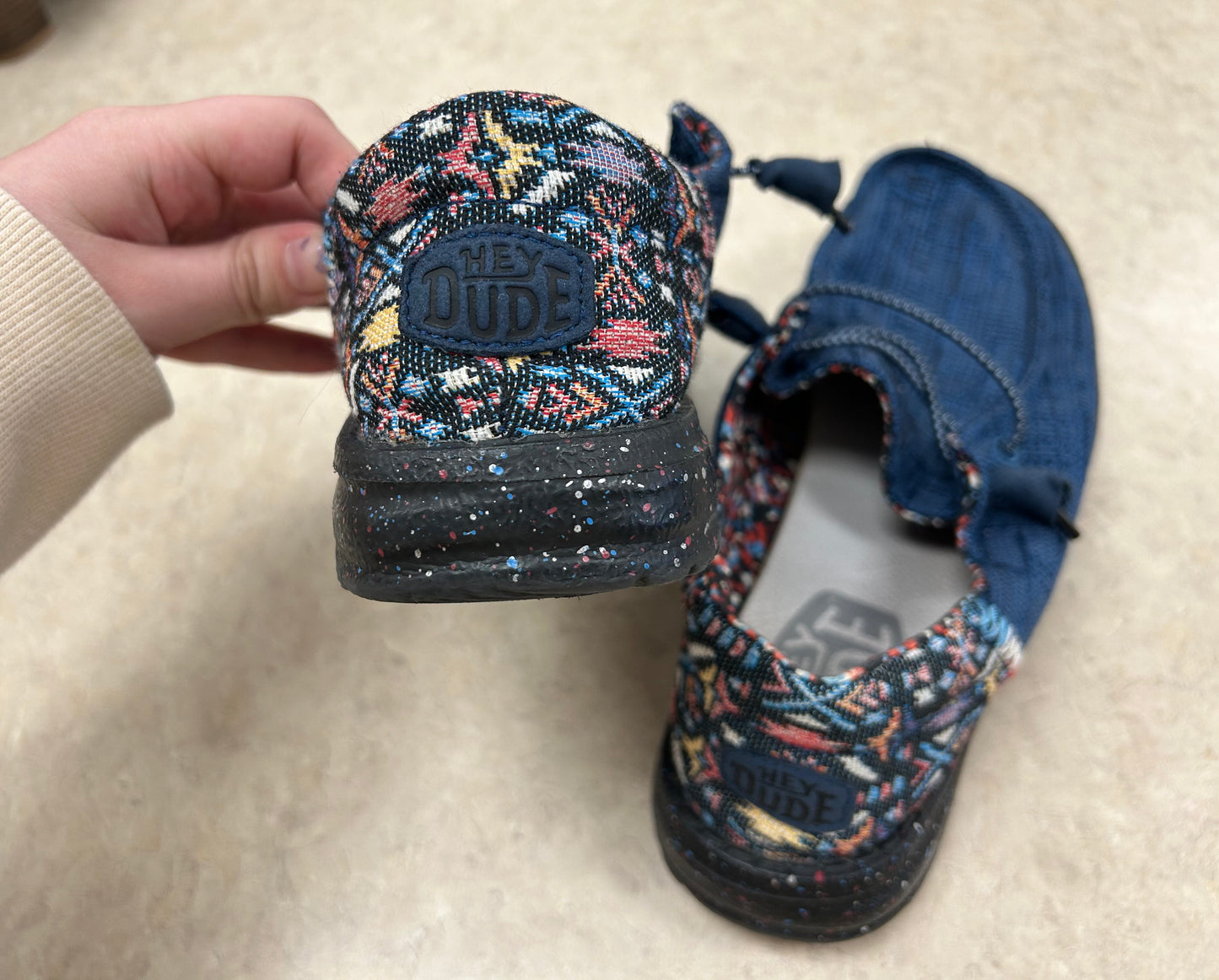 Hey Dude Navy Multi Shoes, 7