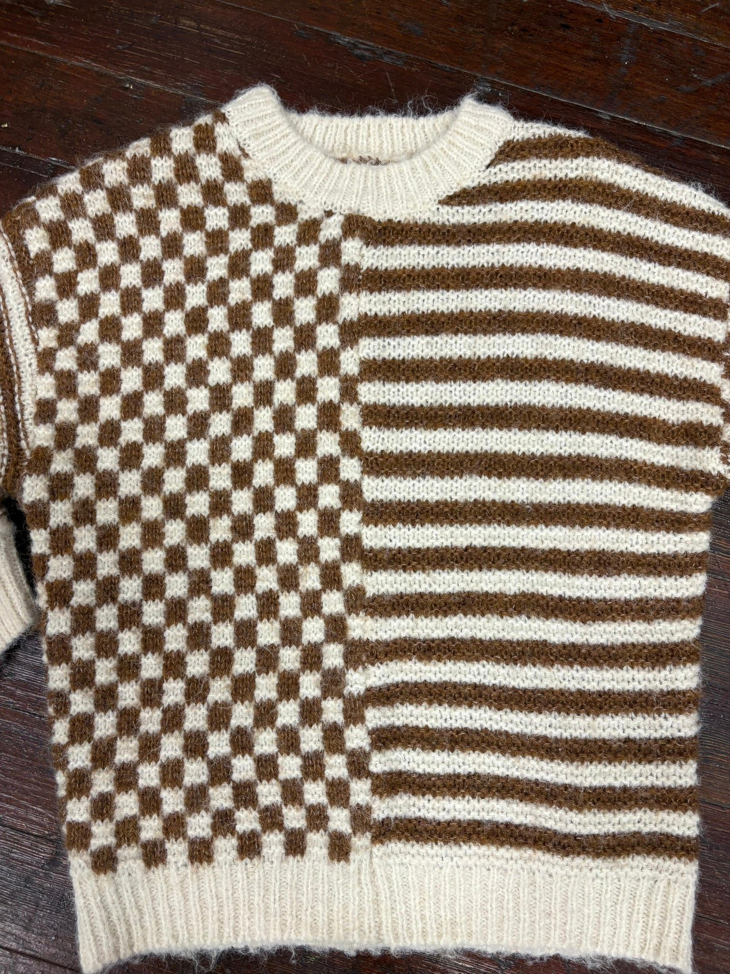 Blu Pepper Cream/Brown Sweaters, S