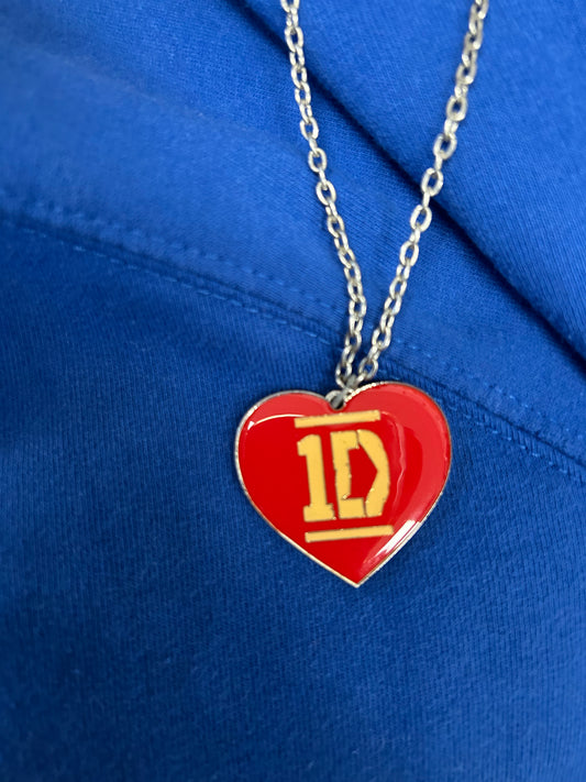 One Direction silver/red Id necklace