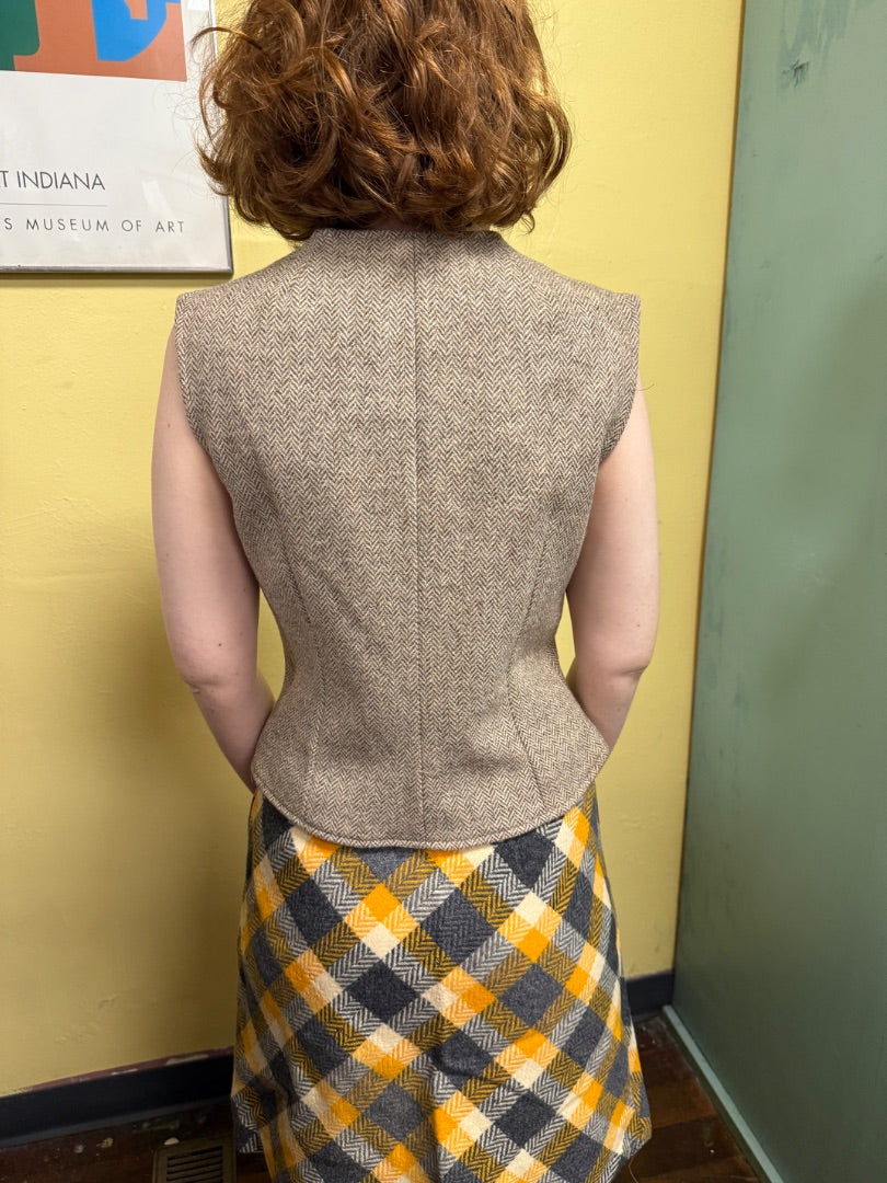 Herringbone tan Vest, Small/medium