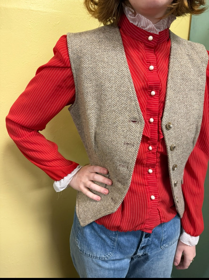 Herringbone tan Vest, Small/medium