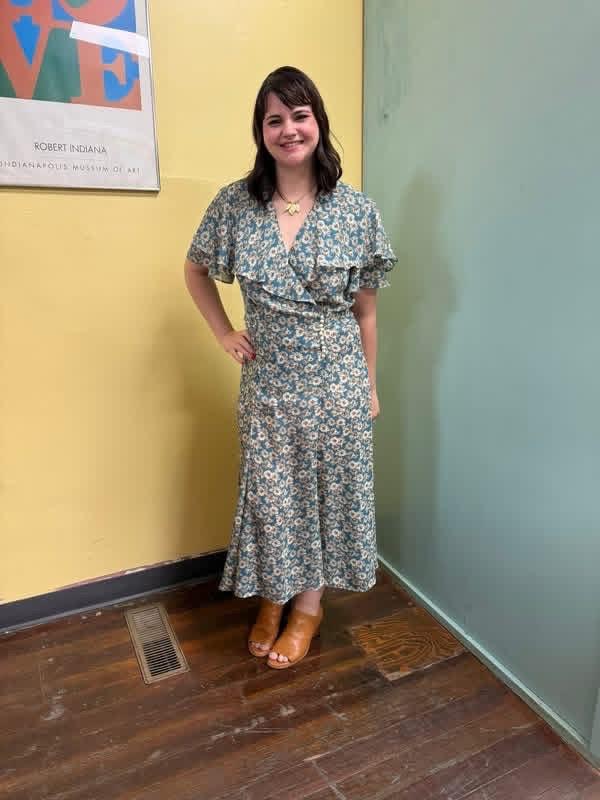 kristy michaels blue floral Vintage dress