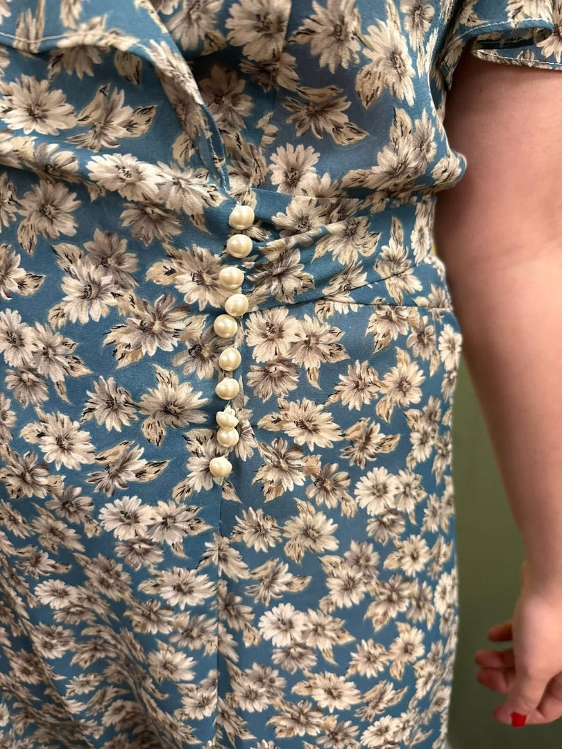 kristy michaels blue floral Vintage dress