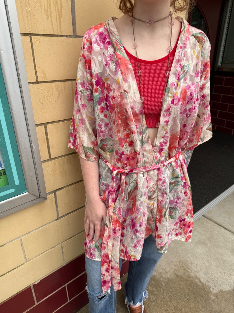 LA intimates Floral 80s robe, Small/medium