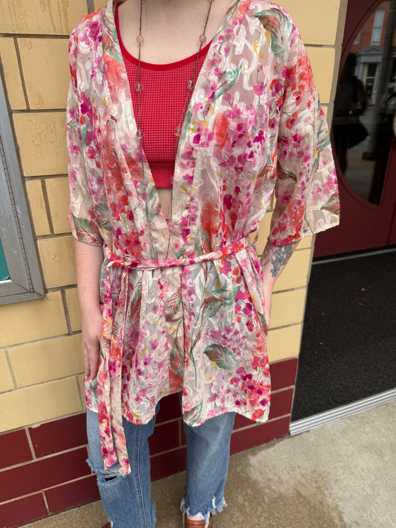 LA intimates Floral 80s robe, Small/medium