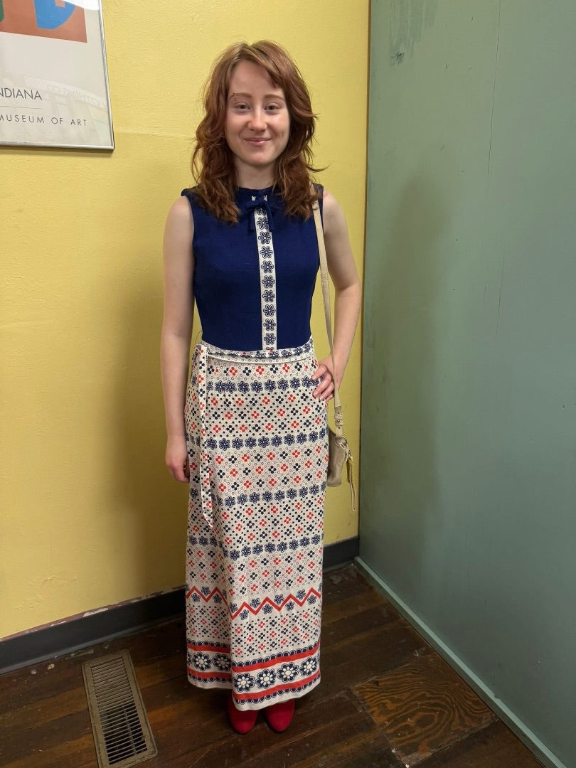 Navy floral Vintage, Small
