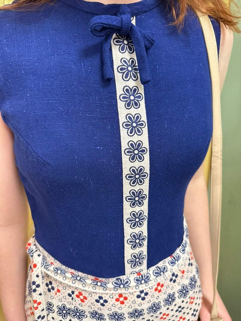 Navy floral Vintage, Small